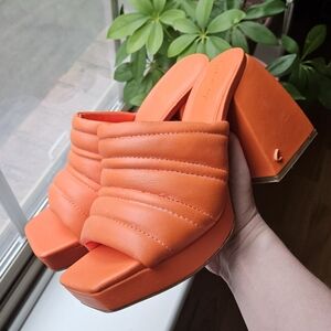 Vibrant Orange Quilted Sandals